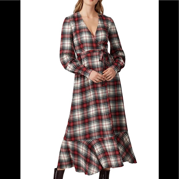 Petersyn Plaid Salal Wrap Dress Tillery XS Extra Small NEW NWT REG $299 - Picture 1 of 5